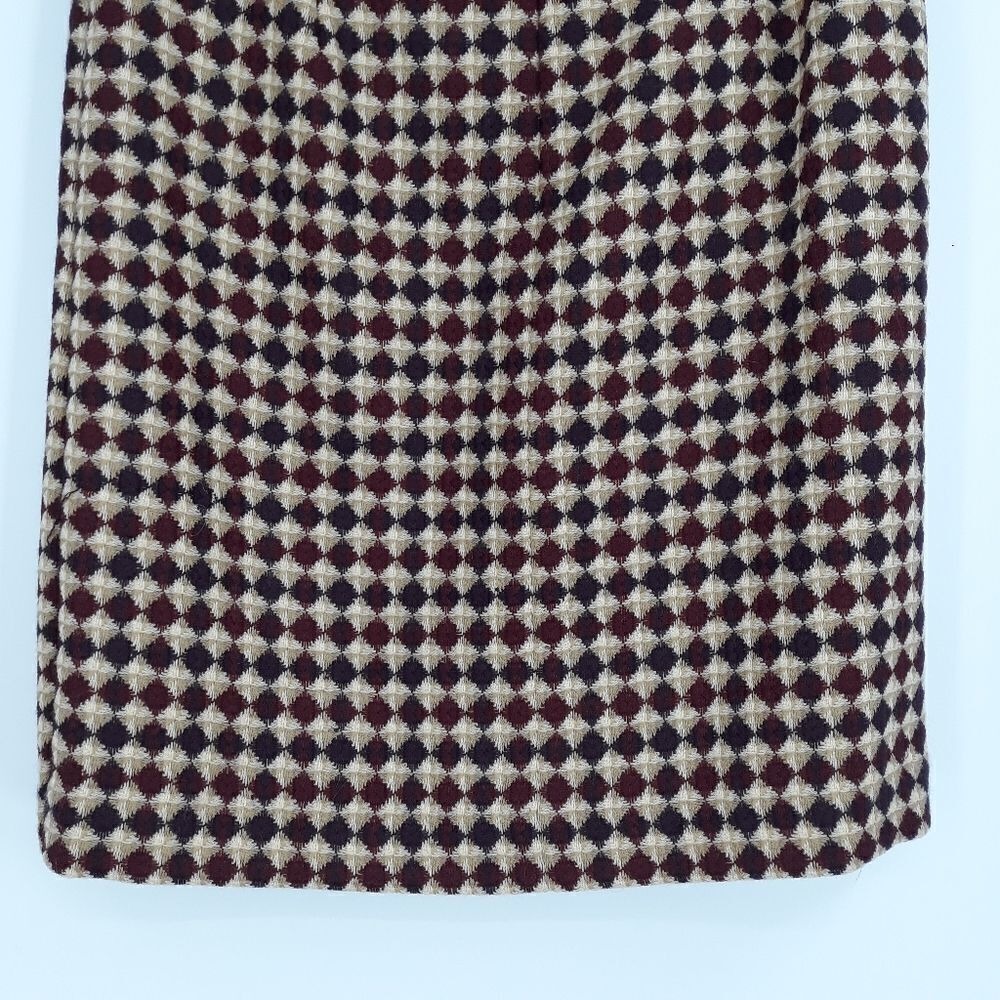 Vtg 80's Eddie Bauer Wool‎ Plaid Pencil Skirt Sz M Maroon Check Academia Grunge - Picture 9 of 10